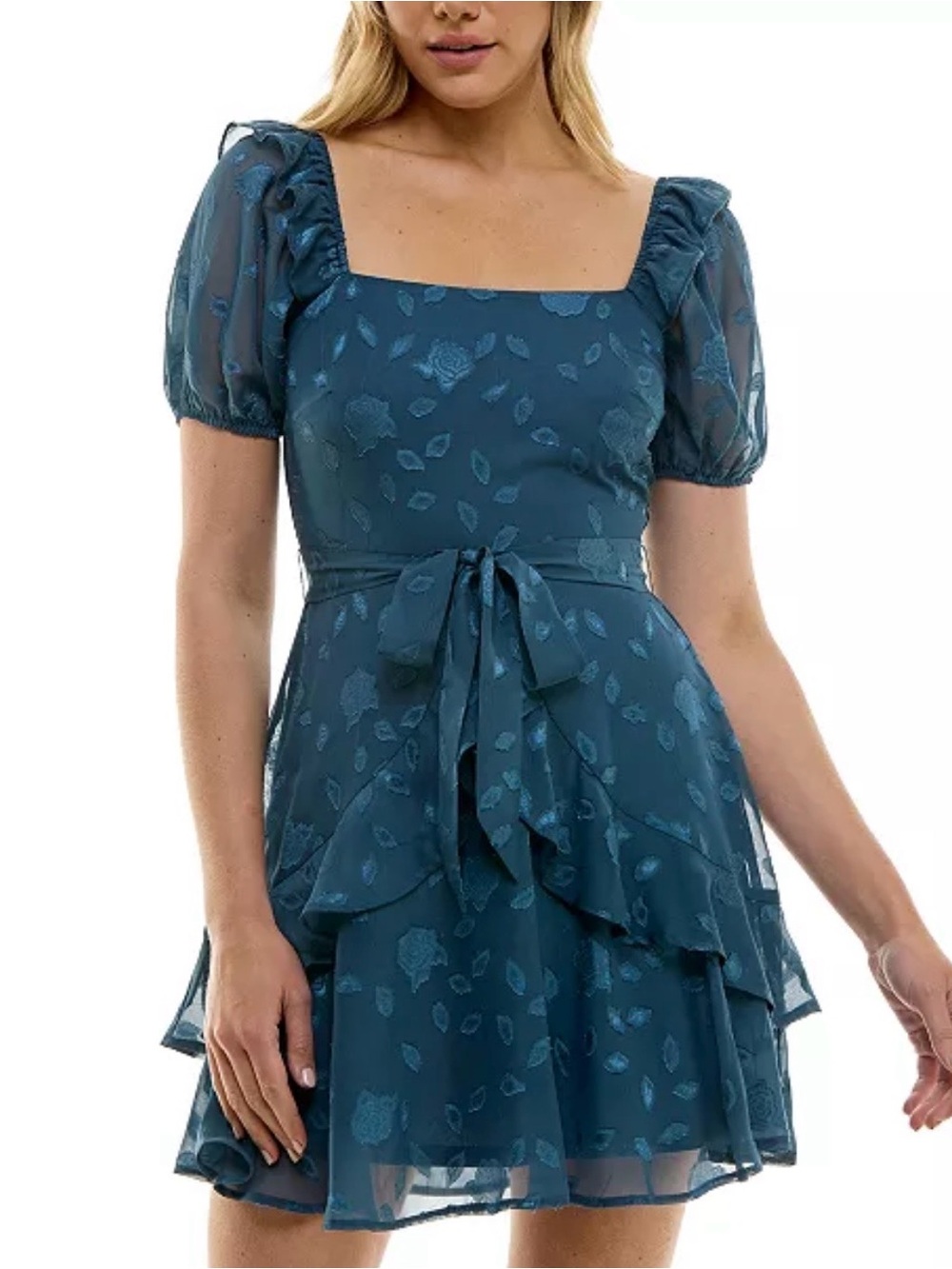 Trixxi Juniors' Square-Neck Fit & Flare Dress size L